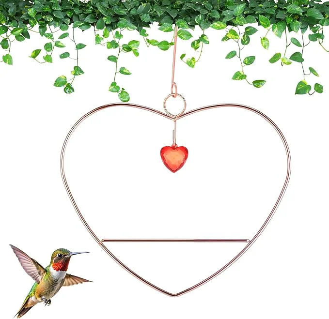 Natural LemonRoad Hummingbird Swing Tweet Heart Birdie Swing Copper Hummingbird Perch Crafted