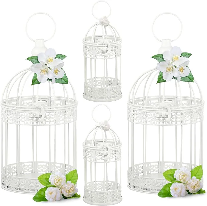 Versatile Sliner 4 Pcs Birdcage Candle Holder Valentine Decorative Bird Cages Natural
