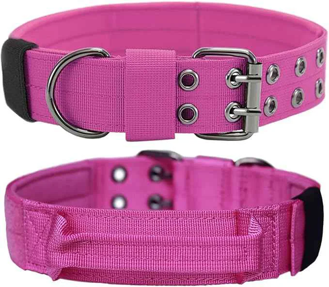 Specialty Tactical Dog Collar with Handle Military Adjustable Heavy Duty Metal Buckle Easy-to-Use