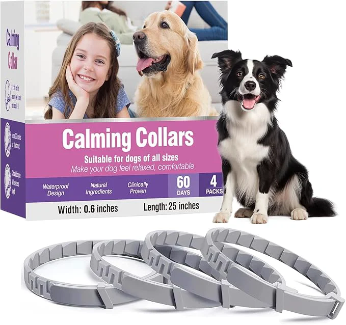 Exceptional Calming Collar for Dogs 4 Packs Dog Pheromone Anti Anxiety Calm Collars to Relieve Stress and Bad Behavior Like Separation Lasts 60 DaysAbout This Innovative