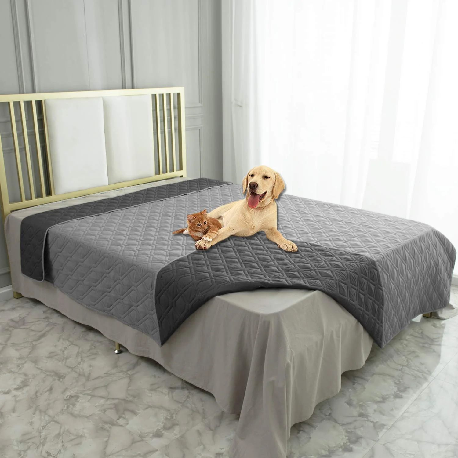 Casual Ameritex Waterproof Dog Bed Cover Reversible Pet Blanket for Furniture Lightweight