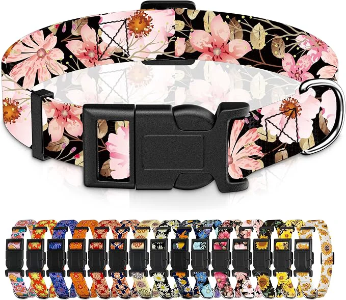 Authentic Dog Collar for Boys Girls Floral Puppy Collar for Small Medium Large Dogs World-Class