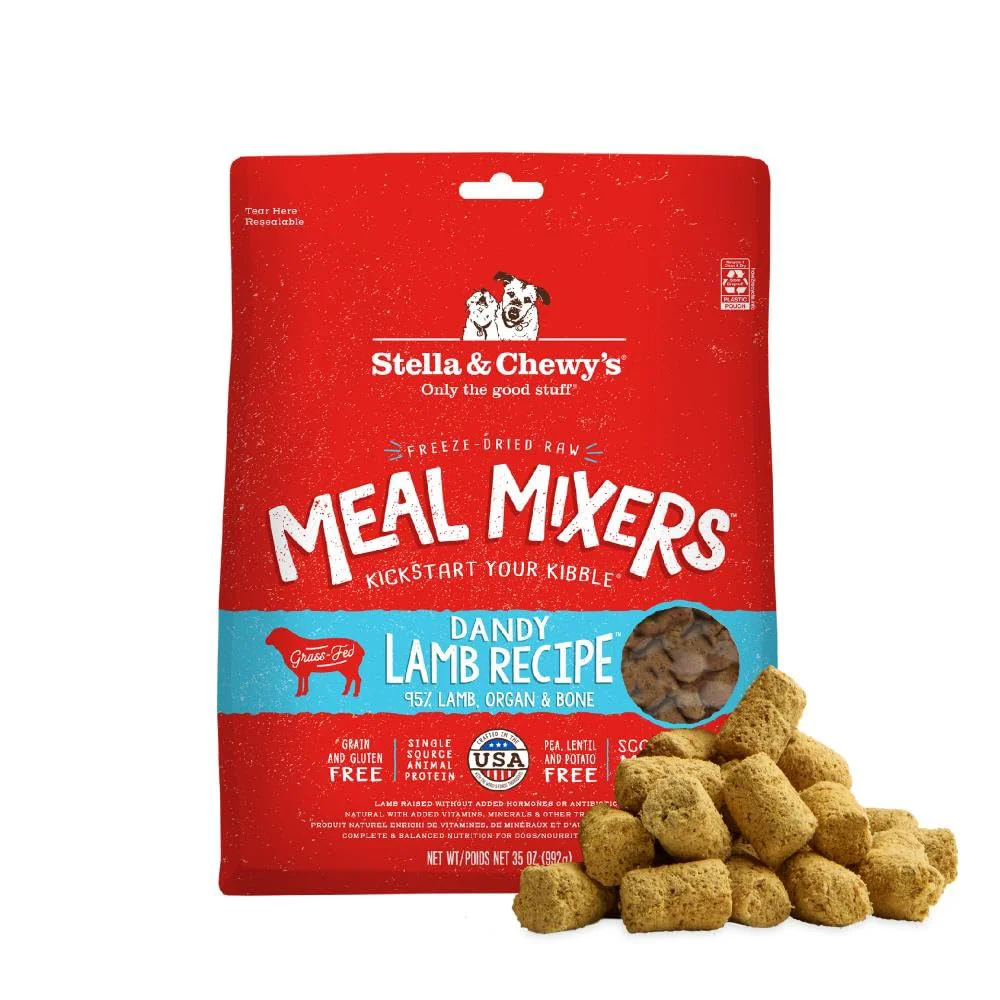 Prestigious Stella Chewy's ze-Dried Raw Lamb Meal Mixers – Topper Complete Meal – 95 Grass-Fed Lamb Organs Bone – Grain- 35 oz User-Friendly