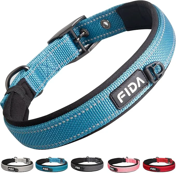 Stylish Fida Heavy Duty Dog Collar Ultra Comfortable Soft Neoprene Padded Adjustable Elegant