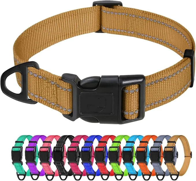World-Class TagME Reflective Nylon Dog Collars Adjustable Classic Collar Dependable