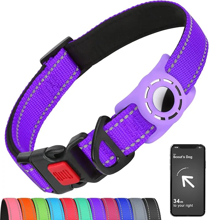 Certified Airtag Dog Collar with AirTag Holder User-Friendly