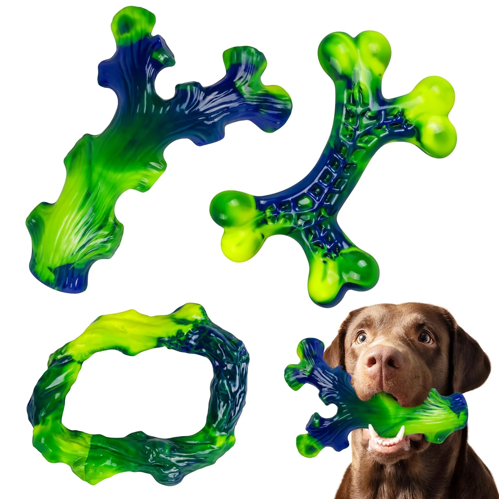 Classic Frienhund 3-Pack Indestructible Nylon Dog Chew Toys for Aggressive Chewers Long-Lasting Durable Bone-Shaped Toys Carefully Designed