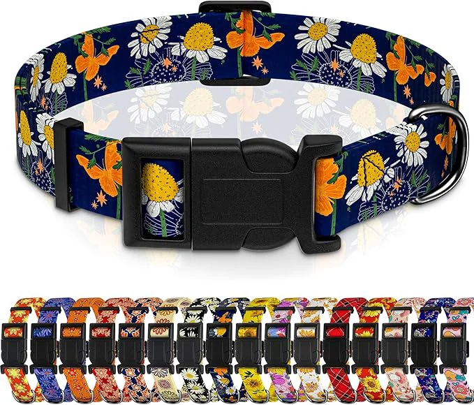 Advanced Dog Collar with Butterflies Print Daisy Boys Girls Puppy Collar Excellent