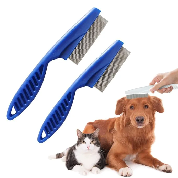 Fast 2 Pack Multifunctional Pet Comb Upgrade Pet Grooming Brush Tear Stain Removal Fine Tooth Stainless Massage Comb Kit for Puppies and Dogs Blue Effective