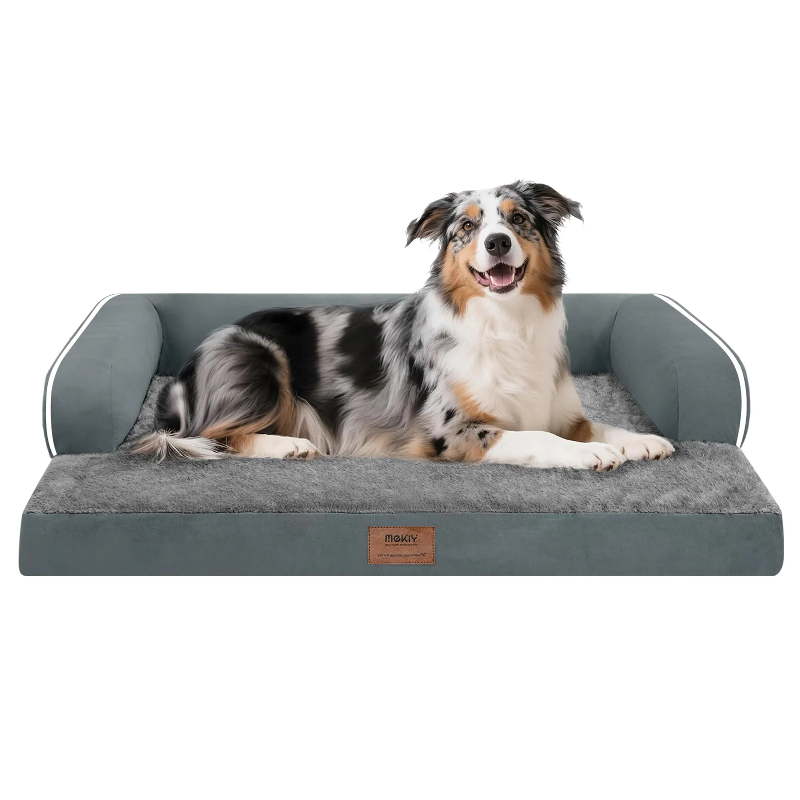 Sustainable MEKIY Extra Large Orthopedic Dog Bed – Waterproof XL Foam Couch 38x25x6.5 in Dark Grey Exclusive