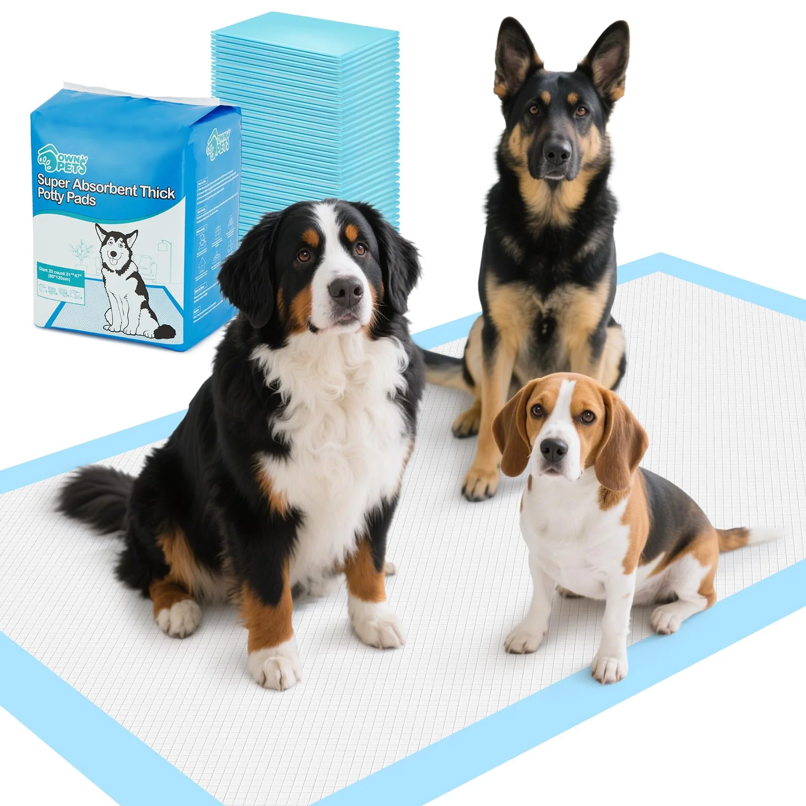 Premium Material Ownpets XXXXL Puppy Training Pad 47x31 – 40 Count 6-Layer Leak-Proof Secure
