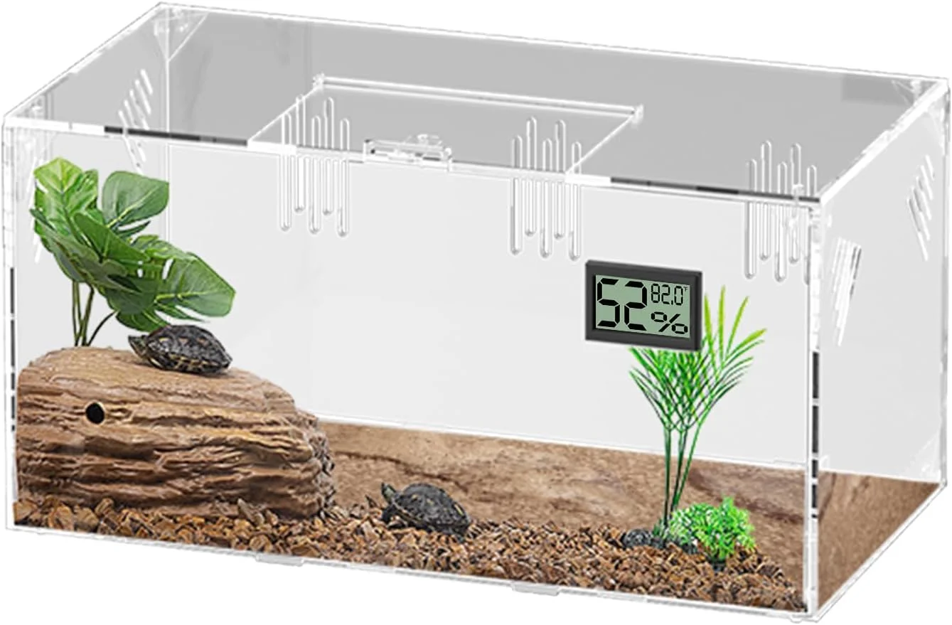 Advanced Acrylic Tarantula Enclosure Reptile Terrarium Breeding Tank w Temperature Hygrometer Habitat Reptiles Feeding Box Isopod Terrarium Cage for Insect Lizard Home Office Reptile-Tank-L No Tray Innovative