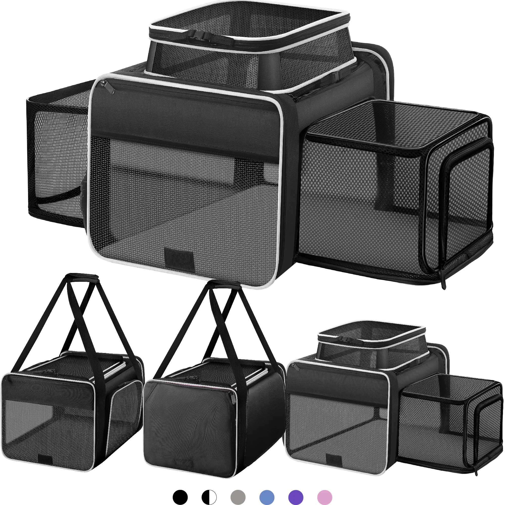 Elite SHARLOVY Top 2 Sides Expandable Cat Carrier 18x11x11 — TSA Airline Soft-Sided Pet Carrier High-End
