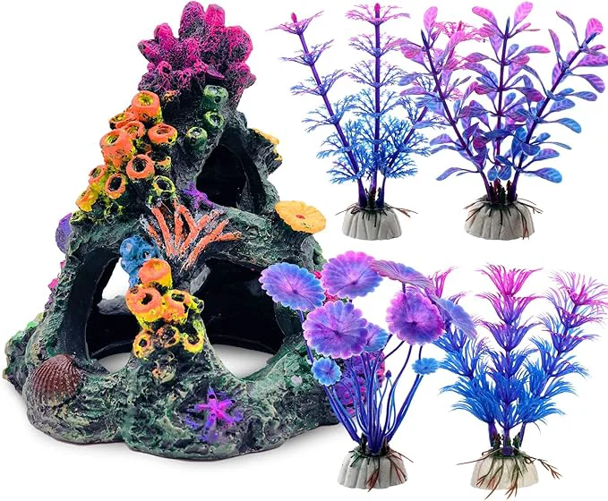 Reusable GSD Aquarium Colorful Coral Reef Set Fish Tank Decoration Mountain Ornament Sustainable