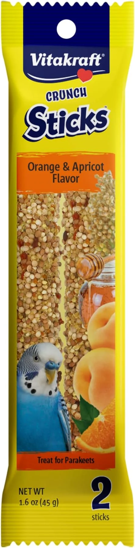 Contemporary Vitakraft Parakeet Whole Grains Orange Apricot Treat Sticks 1.6 Ounce Environmentally Friendly