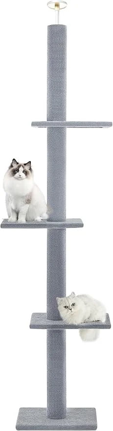 Crafted Max Marlow Cat Tree Floor to Ceiling Cat Tower Height 95-108 Adjustable Kitten Tree Tall Climbing Tree with Carpet Scratching Post and Mat Cat Pole for Indoor Cats Light GreyAbout ThisOverview Healthy