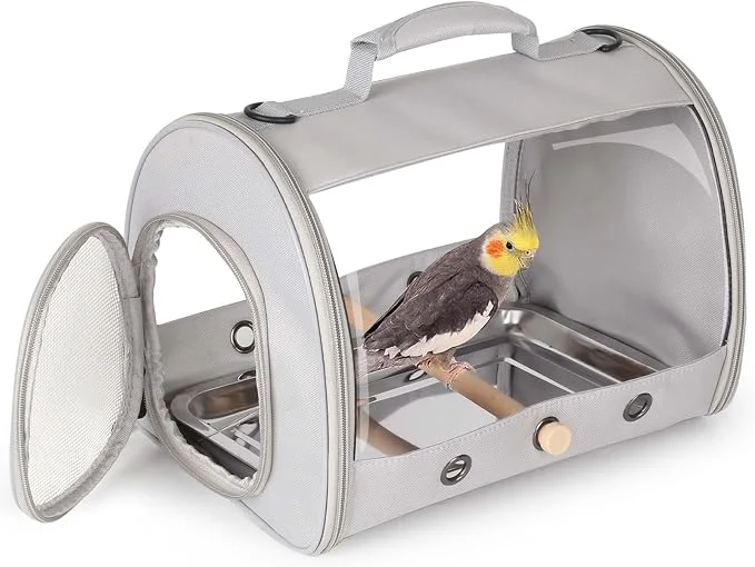 Unique Small Bird Travel Carrier Cage for Long Tail BirdCockatiel Parakeet Parrot Refined