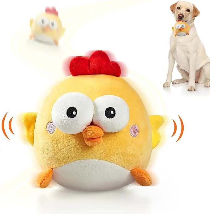 Certified Interactive Dog Toy Ball Upgrade Automatic 1.5H Jump Plush Toy with Removable Zipper for Small Large Dogs Rechargeable Squeaky Move Bounce Ball for Pets Keep Busy No Loud Music Chicken About This Refined