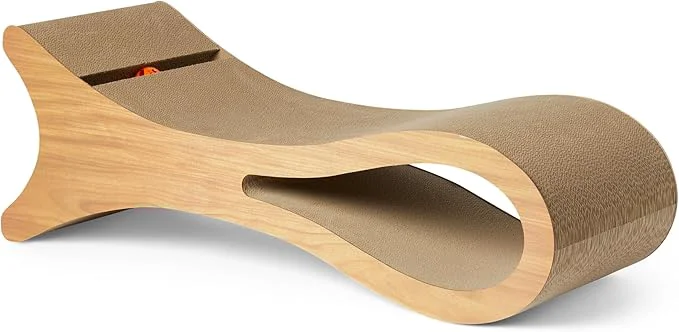 Elite Amazon Basics Cat Scratcher Post Cat Scratcher Lounge Bed for Indoor Cats Bed Shaped Post Pad with Interactive Ball Toy Catnip FSC- 34.3 x 11.8 x 11.8 in Wooden ColorAbout ThisOverview Luxury