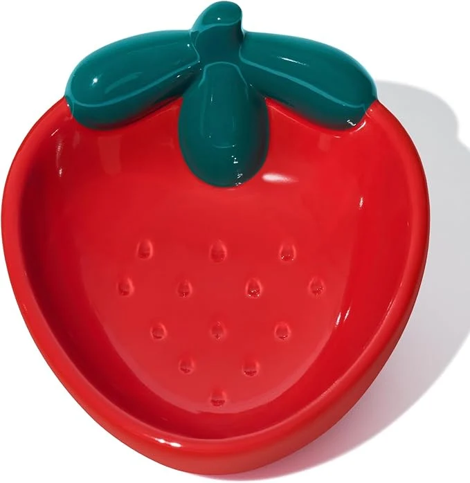 Enhanced VETRESKA Ceramic Pet Bowl Tilted Design Pet Feeder for Food and Water Anti Vomit Cat Bowls for Indoor Cats Cute Strawberry Cat Bowl Dishwasher SafeAbout ThisOverview Original