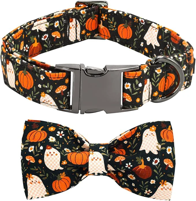 World-Class Halloween Dog Collar Ghost Print Adjustable Pet Collar Fall Pumpkin Cute Advanced