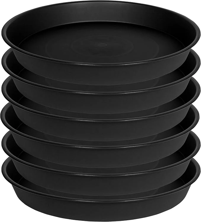 Elite 6 Pack of 7 inch Plant Saucer Heavy Duty Plastic Plant Water Tray 7 inch Round Recyclable