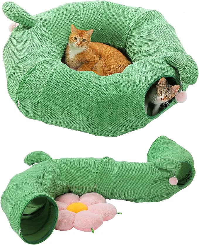 Responsible PEQULTI Cat Tunnel with Bed for Indoor Cats Cat Play Donut Tunnel with Smart