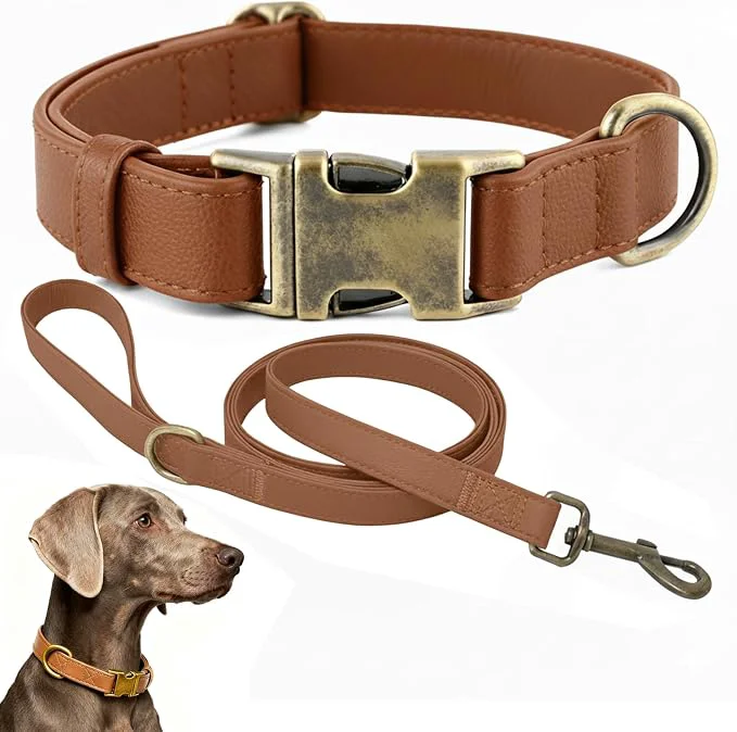 User-Friendly Dog Collar and Leash Set Leather Silicone Waterproof Odor-Proof Dog Collar and Fine
