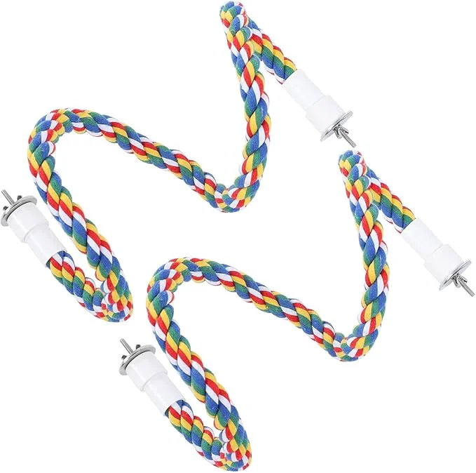 Prestigious 2PCS 60cm 23.6in Bird Rope Perch 1.8cm Soft Cotton Parakeet Perches Colorful Classic