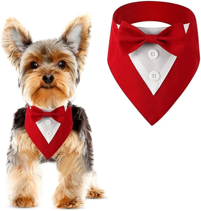 Optimized Dog Wedding Bandana Formal Dog Tuxedo Adjustable Pet Collar World-Class