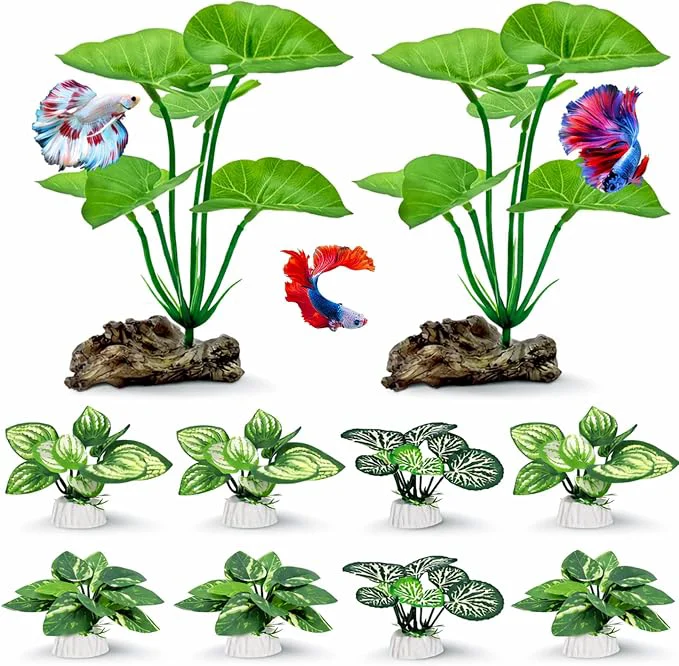 Top-Quality 10-Pack Betta Fish Tank Decorations Silk Aquarium Plants Reusable