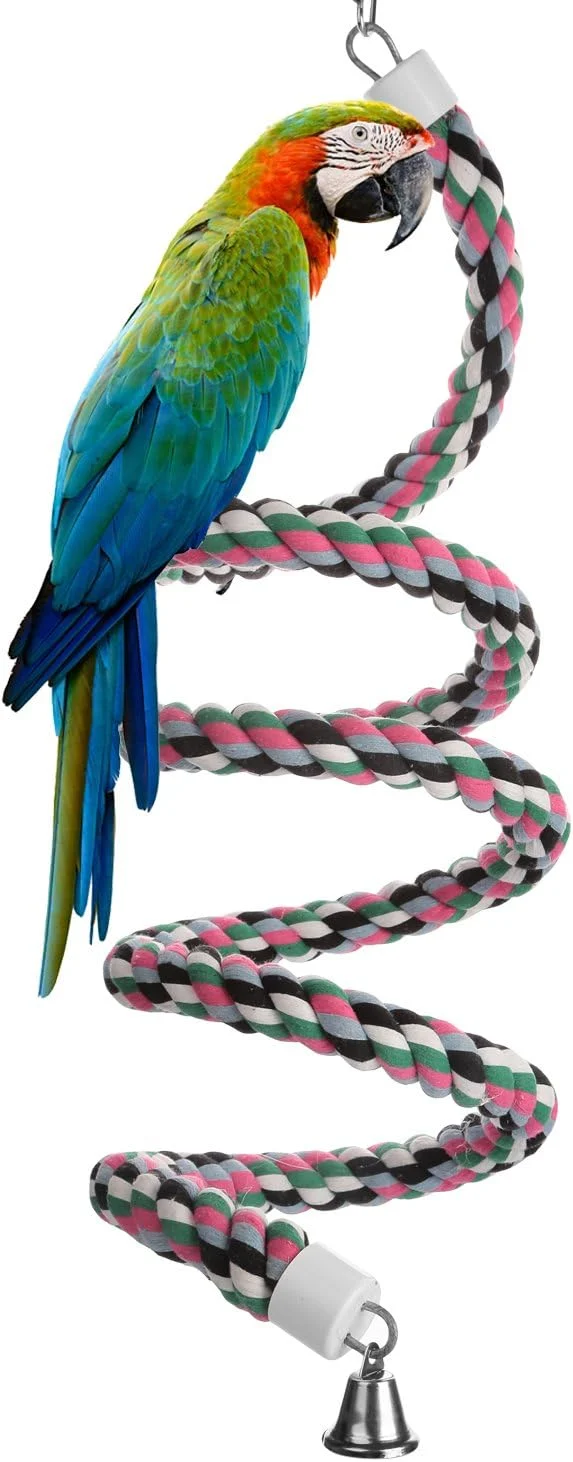 Enhanced Aigou® Bird Spiral Rope Perch Cotton Parrot Swing Climbing Standing Toys First-Class