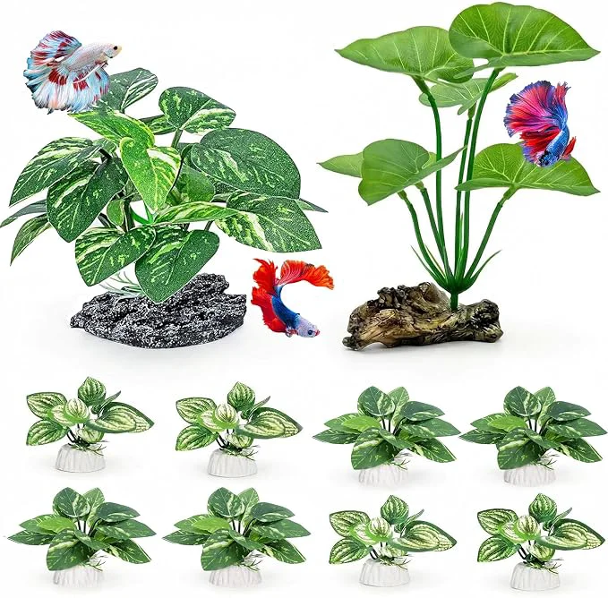 Healthy 10 PCS Aquarium Decorations Silk Aquarium Plants Betta Fish Tank Decor Convenient