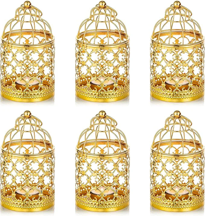 Optimized 6 Pcs Small Metal Tealight Hanging Birdcage Lantern Vintage Decorative Relaxed