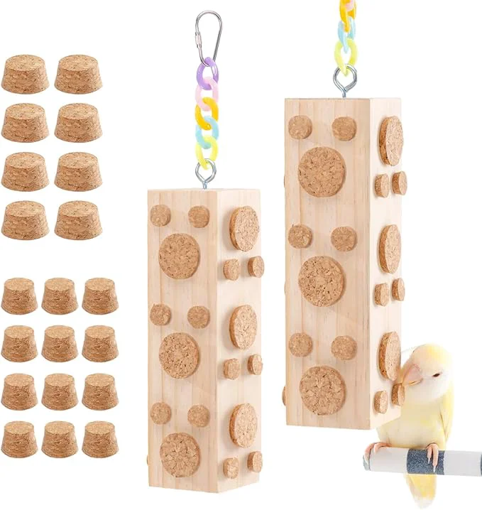 Pure 2 Pcs Wooden Bird Chew Toys Healthy