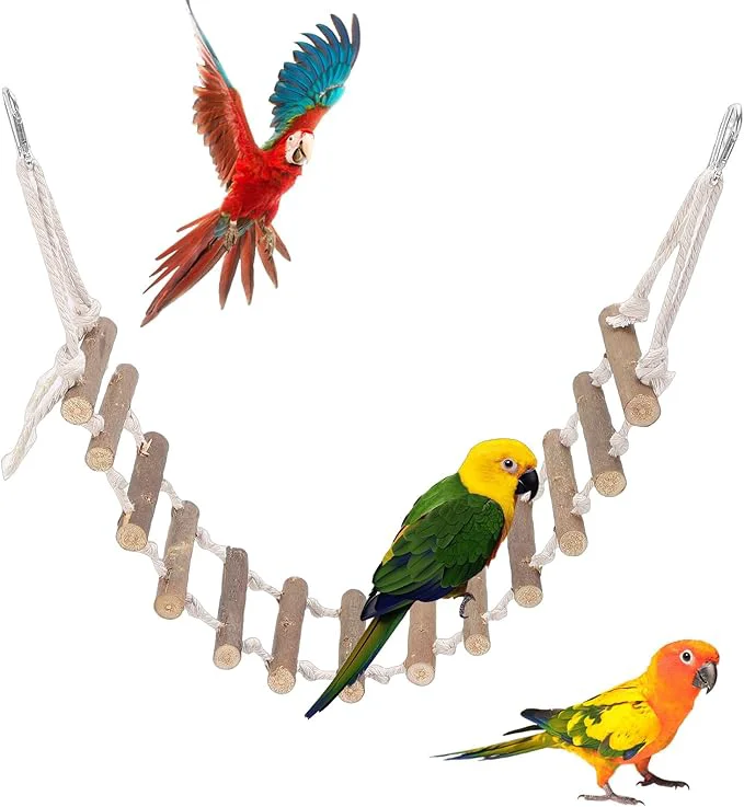 Convenient Naturals Rope Wooden Ladder Bird Swing Long-Lasting