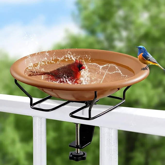 Prestigious Bird Bath Deck Mounted 12 Inches Deck Adjustable Steel Clamp 3.5 Inches Exceptional