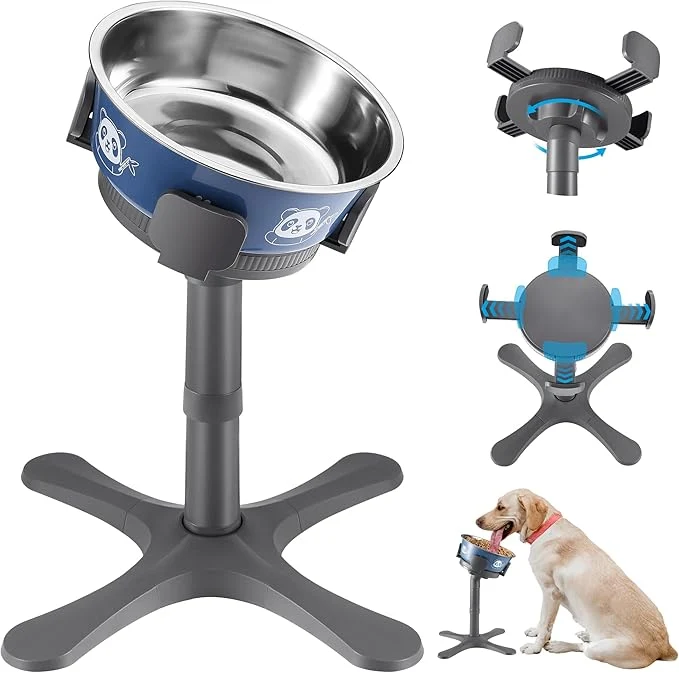Enhanced Dog Bowls d Adjustable Dog Bowl Stand with 3 Heights Tilted Feeding Design Raised Stand Compatible with Medium Large Breeds with Bowl GreyAbout ThisOverview Organic