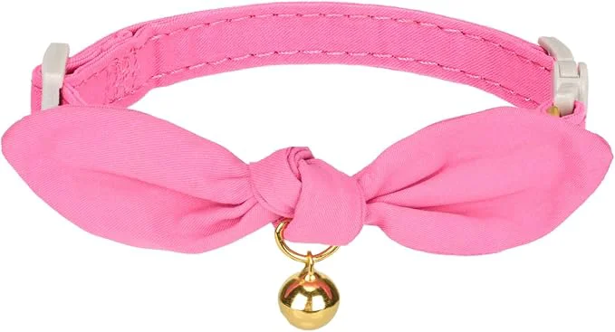 Selected Bunny Ear Cat Collar with Bell and Bow Tie Breakaway Cute Bowtie Kitten Collars Fine