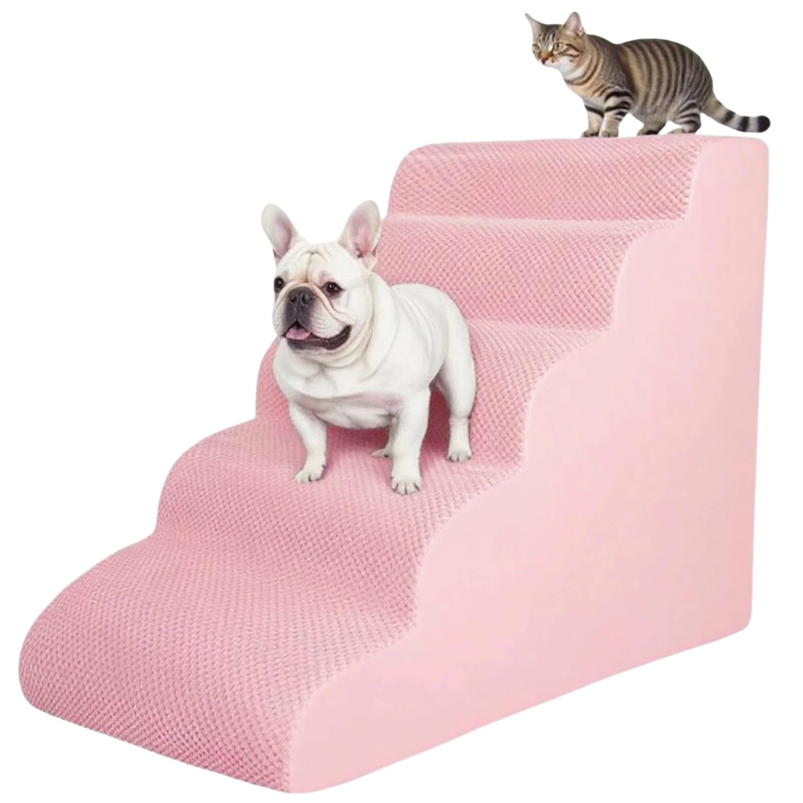 Advanced KIWIWOOF 5 Step Pet Stairs Ramp for High Beds Sofas 23–30 in Pink First-Class