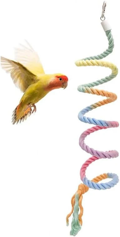 Verified 59-Inch Hanging Bird Rope Perch Stand Extra Long Gradient Color Swing Flexible