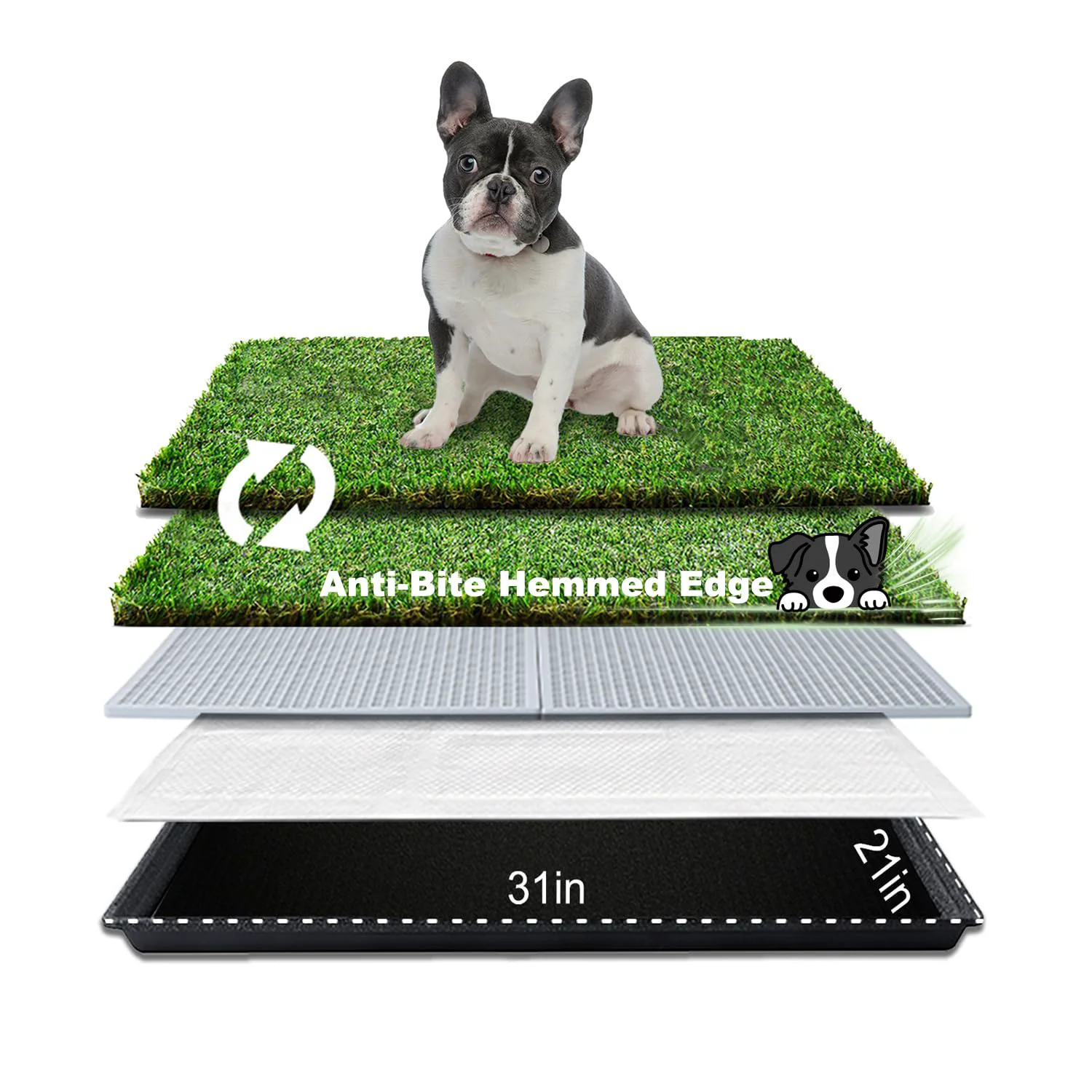 Breathable HQ4US 4LEGS Dog Grass Pad with Tray – Medium 31 ×21 Indoor Potty with 2 Grass Mats Contemporary