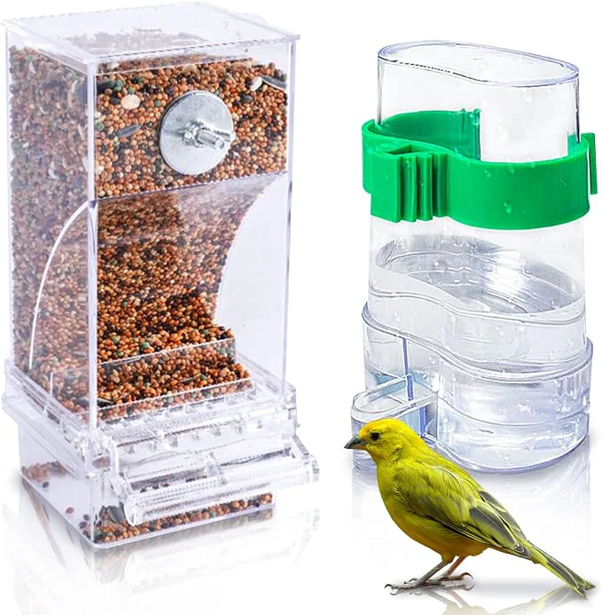 Stylish Hamiledyi No Mess Bird Feeders Automatic Parrot Feeder Drinker Acrylic Seed Selected