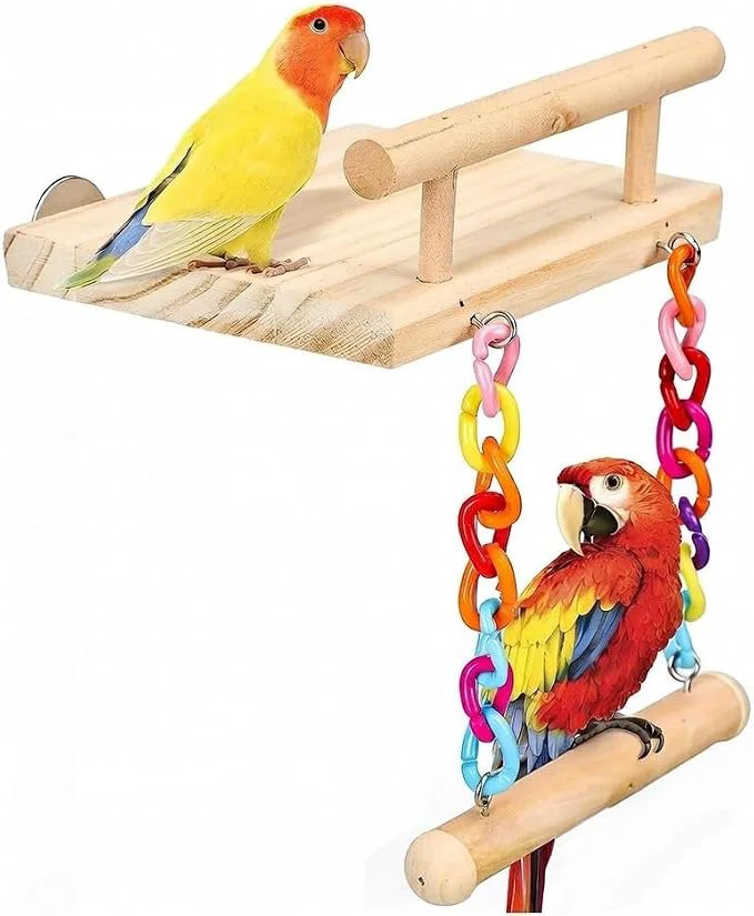 Selected Natural Wood Bird Perch Platform Artisan