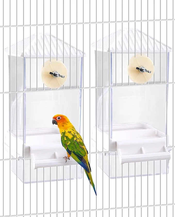 Trusted Hamiledyi Automatic Bird Feeder 2 Pcs No Mess Bird Cage Feeder Seed Food Flexible