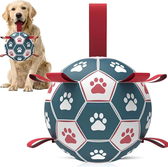 Classic QDAN Dog Toys Soccer Ball with Straps：Durable Balls Effective