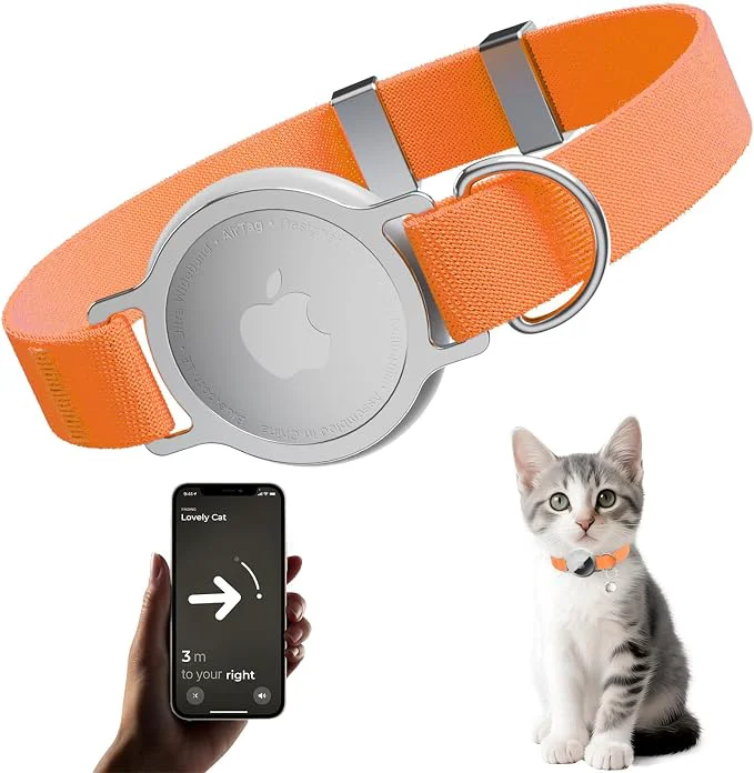 Artisan AirTag Cat Collar Ultra Elastic Cat Tracker Collar Airtag Holder Compatible Safe