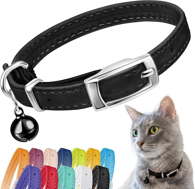 Verified CollarDirect Leather Cat Collar Natural