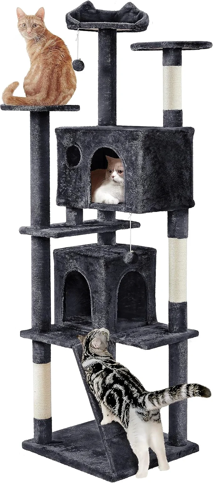 User-Friendly Yaheetech Larget Cat Tree 80in Multi-Level Cat Tower Breathable