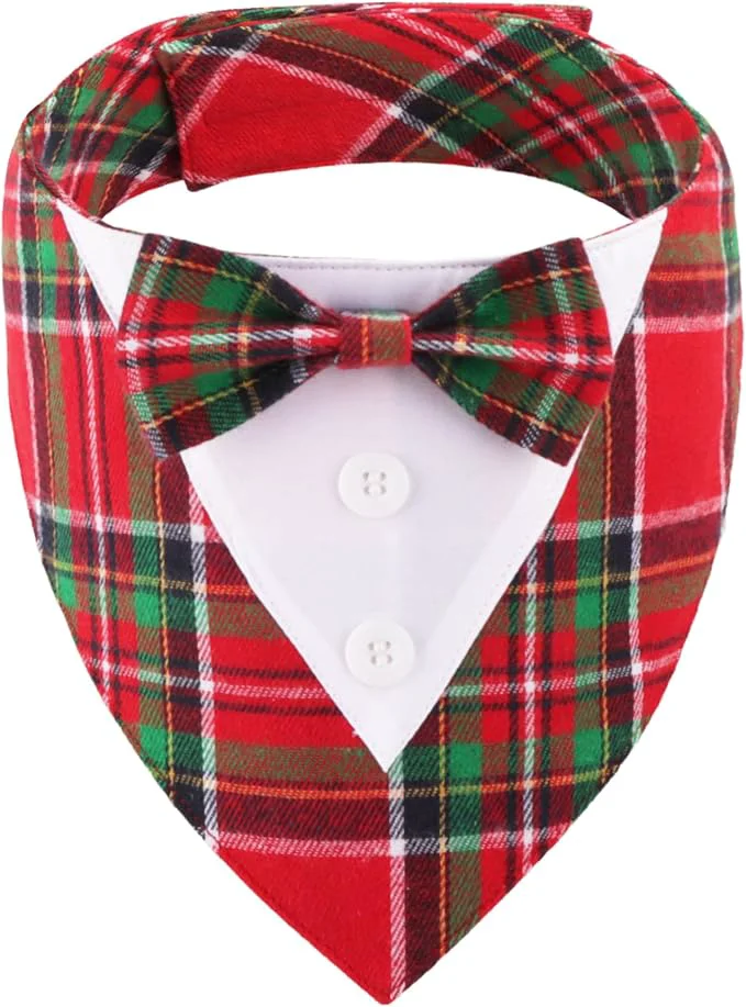 Fashionable ADOGGYGO Christmas Dog Tuxedo Bandana Adjustable Christmas Costume Stylish